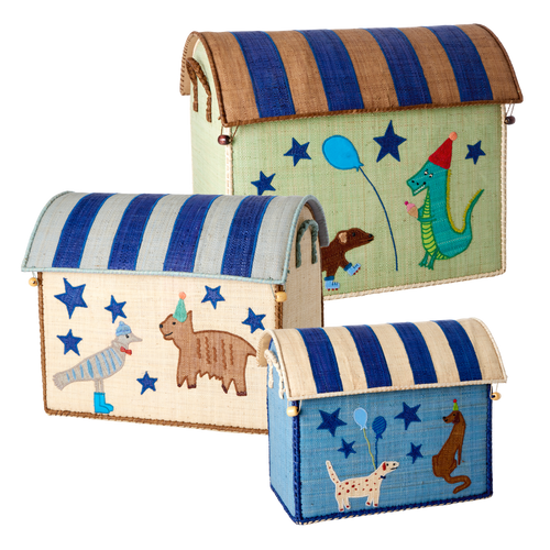 ライス トイバスケット3個セット アニマルブルー